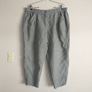 Poetry Trousers Pants Womens 16 100%Linen Gray Relaxed Baggy Lagenlook Coastal